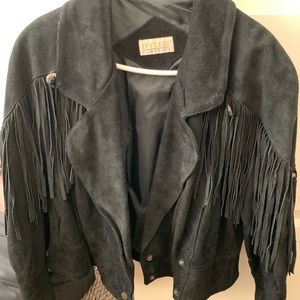 Vintage Ivy Club Classic Black Suede Fringe Jacket